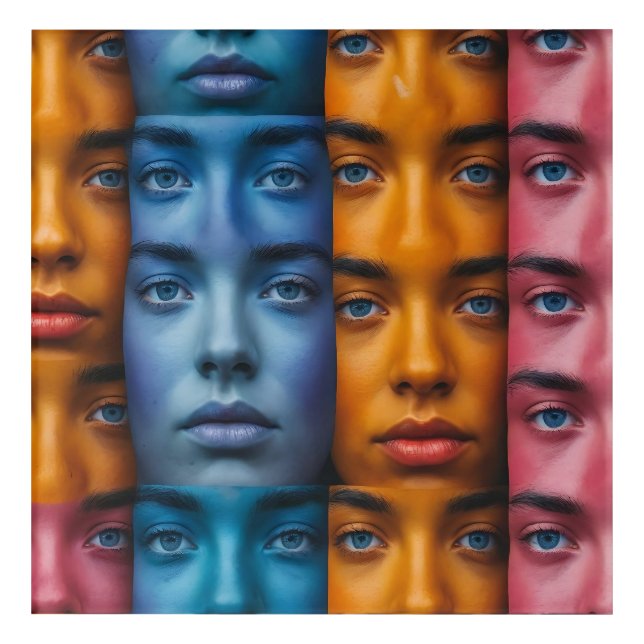 Colorful Faces Pattern Acrylic Print (Front)