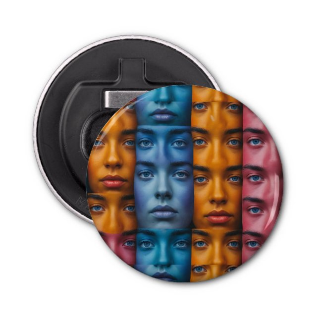 Colorful Faces Pattern Bottle Opener (Front)