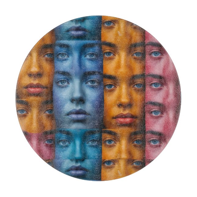 Colorful Faces Pattern Cutting Board (Front)