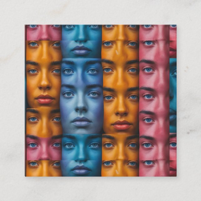 Colorful Faces Pattern Enclosure Card (Front)