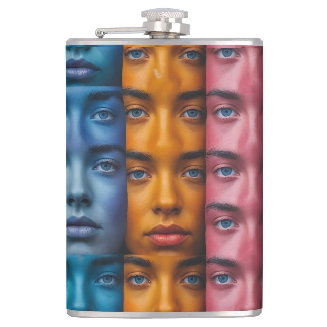 Colorful Faces Pattern Flask (Front)