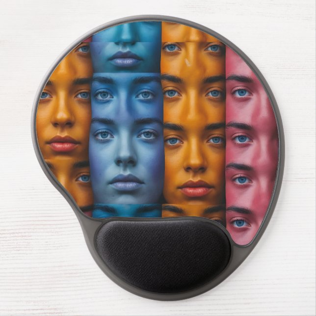 Colorful Faces Pattern Gel Mouse Pad (Front)