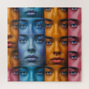 Colorful Faces Pattern Jigsaw Puzzle