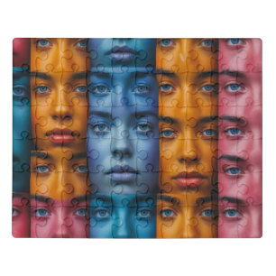 Colorful Faces Pattern Jigsaw Puzzle