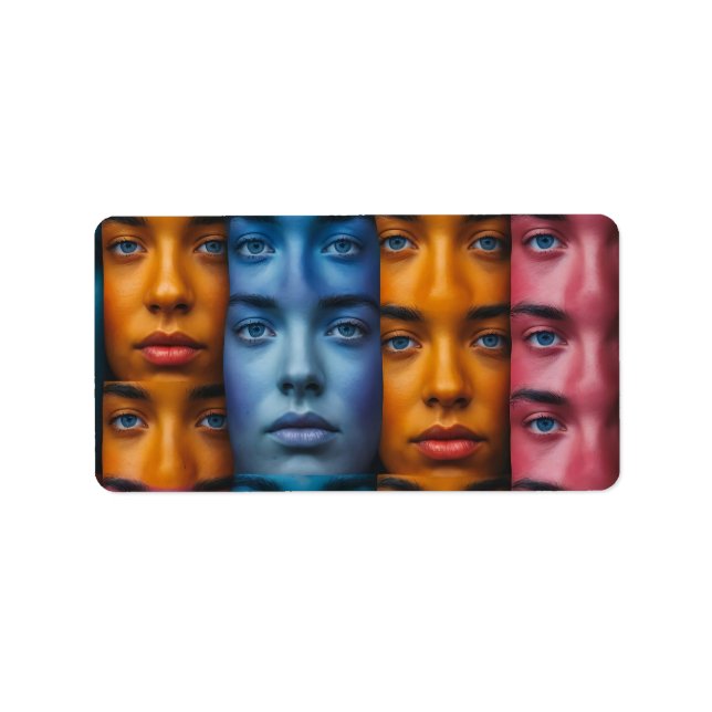 Colorful Faces Pattern Label (Front)