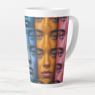 Colorful Faces Pattern Latte Mug