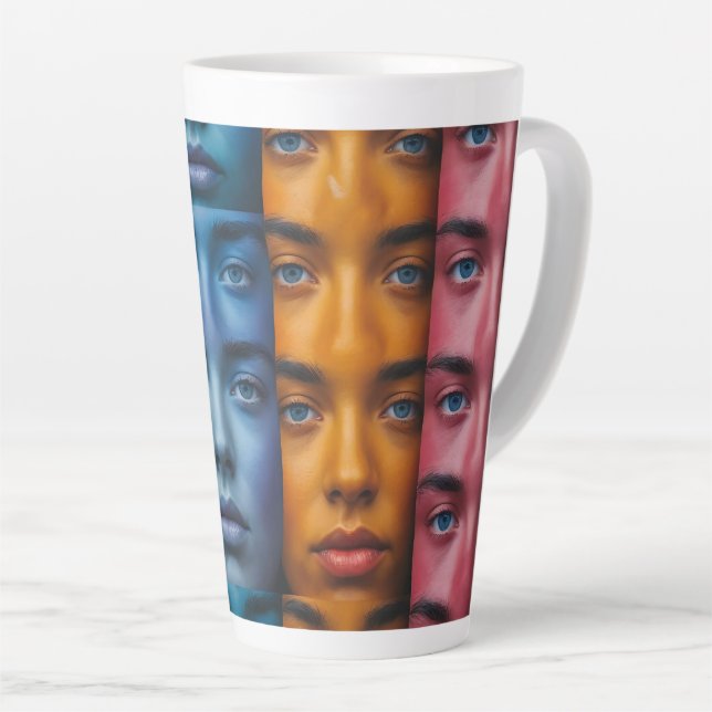 Colorful Faces Pattern Latte Mug (Right Angle)