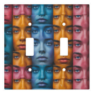 Colorful Faces Pattern Light Switch Cover