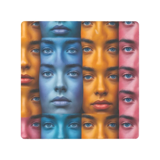 Colorful Faces Pattern Metal Print (Front)