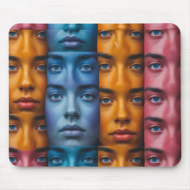Colorful Faces Pattern Mouse Pad (Front)