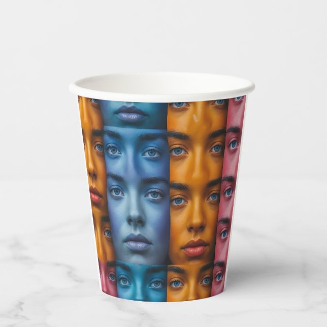 Colorful Faces Pattern Paper Cups (Front)