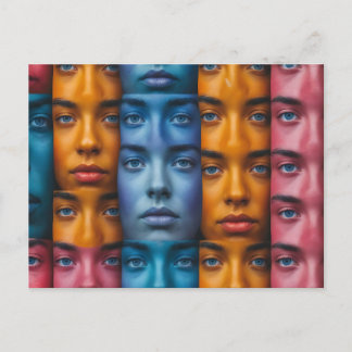 Colorful Faces Pattern Postcard