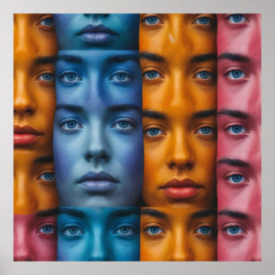 Colorful Faces Pattern Poster