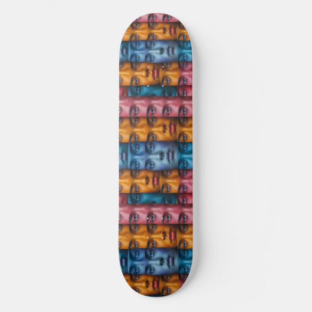 Colorful Faces Pattern Skateboard (Front)
