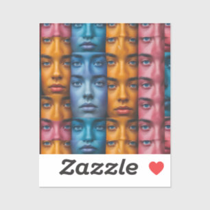 Colorful Faces Pattern Sticker