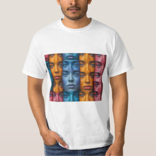 Colorful Faces Pattern T-Shirt