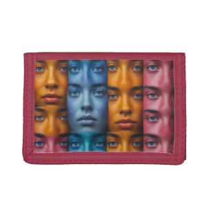 Colorful Faces Pattern Trifold Wallet