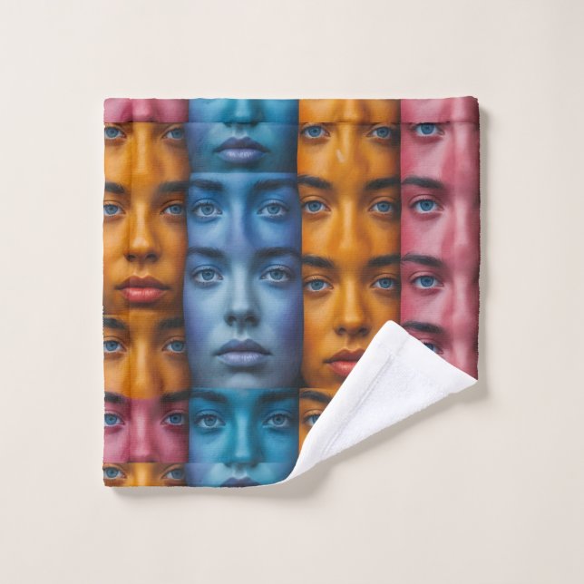 Colorful Faces Pattern Wash Cloth (Wash Cloth)