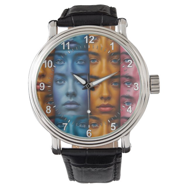 Colorful Faces Pattern Watch (Front)
