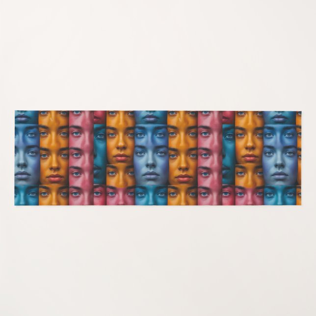 Colorful Faces Pattern Yoga Mat (Front (Horizontal))