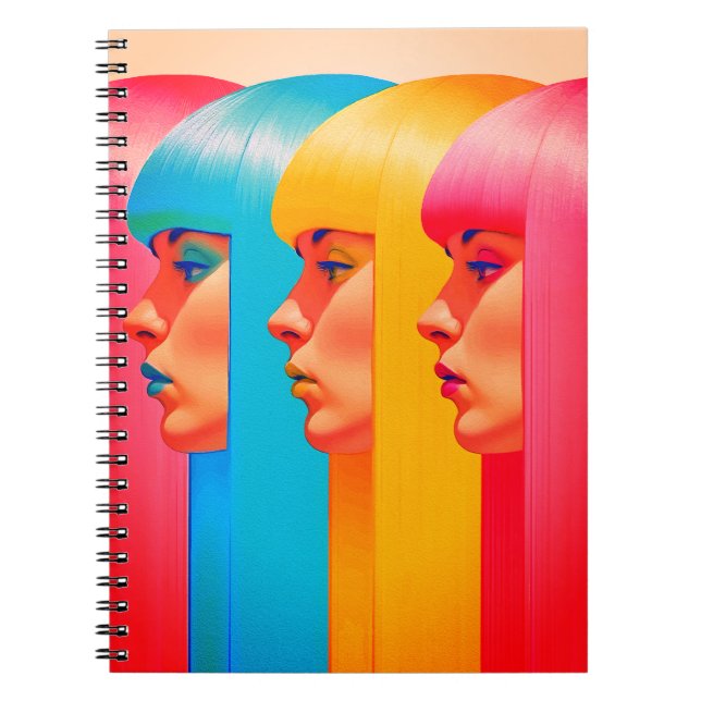 Colorful Faces Vibrant Multicolor Side Profiles Notebook (Front)