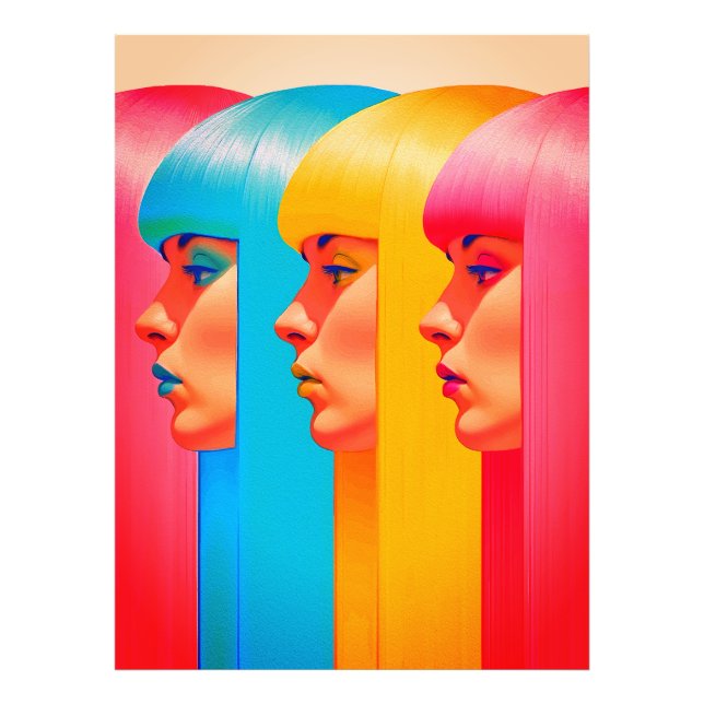 Colorful Faces Vibrant Multicolor Side Profiles Photo Print (Front)