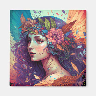 Colorful Fairy Angel Wings Fantasy Art Magnet