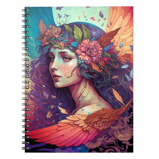 Colorful Fairy Angel Wings Fantasy Art Notebook (Front)