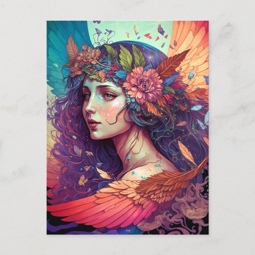 Colorful Fairy Angel Wings Fantasy Art Postcard