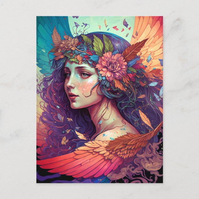 Colorful Fairy Angel Wings Fantasy Art Postcard (Front)