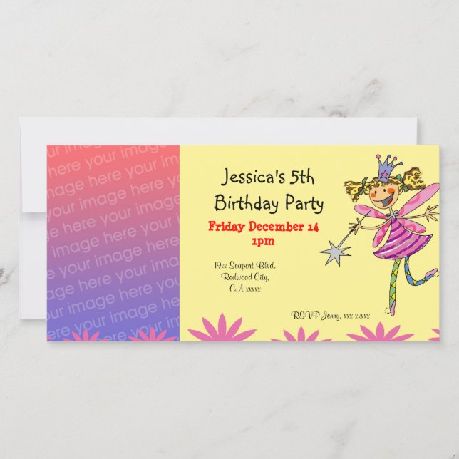 Colorful Fairy Birthday Party Invite (Front)
