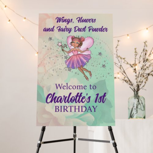 Colorful Fairy Birthday Welcome Sign