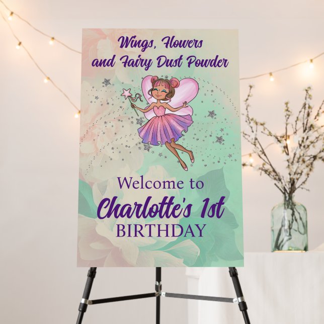 Colorful Fairy Birthday Welcome Sign (In Situ (Stand))