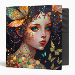 Colorful Fairy Butterflies Fantasy Art 3 Ring Binder