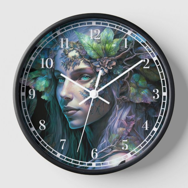 Colorful Fairy Fantasy Art Clock (Front)