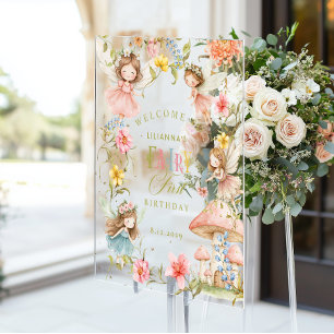 Colorful Fairy First Birthday Enchanted Welcome Acrylic Sign