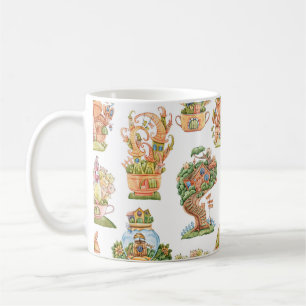 Colorful Fairy Tale Houses Pattern Coffee Mug