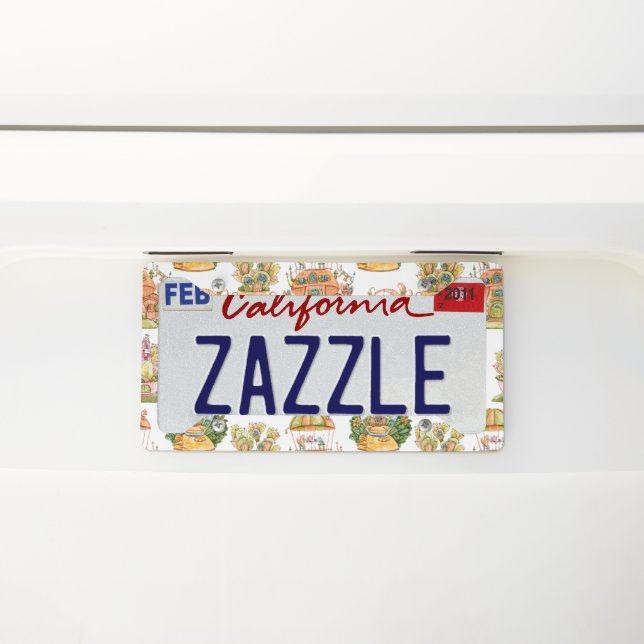 Colorful Fairy Tale Houses Pattern License Plate Frame (On Car)