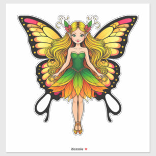 Colorful Fairy With Vibrant Butterfly Wings Sticker