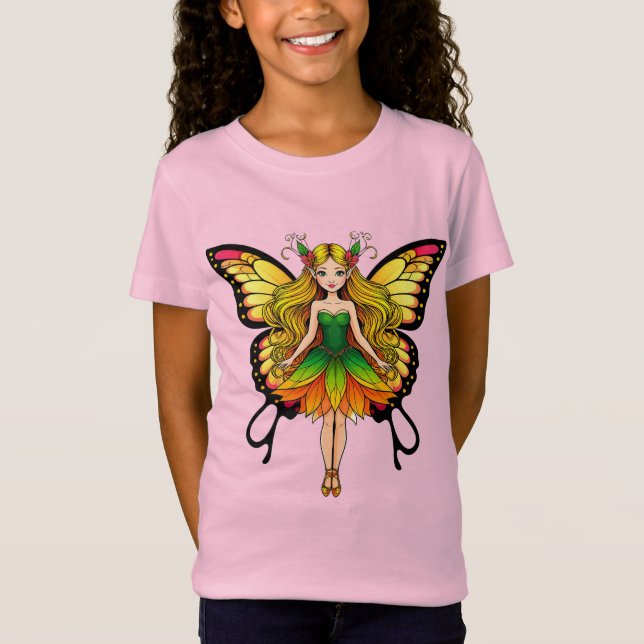 Colorful Fairy With Vibrant Butterfly Wings T-Shirt (Front)
