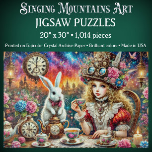 Colorful Fairytale Tea Time Alice In Wonderland Jigsaw Puzzle