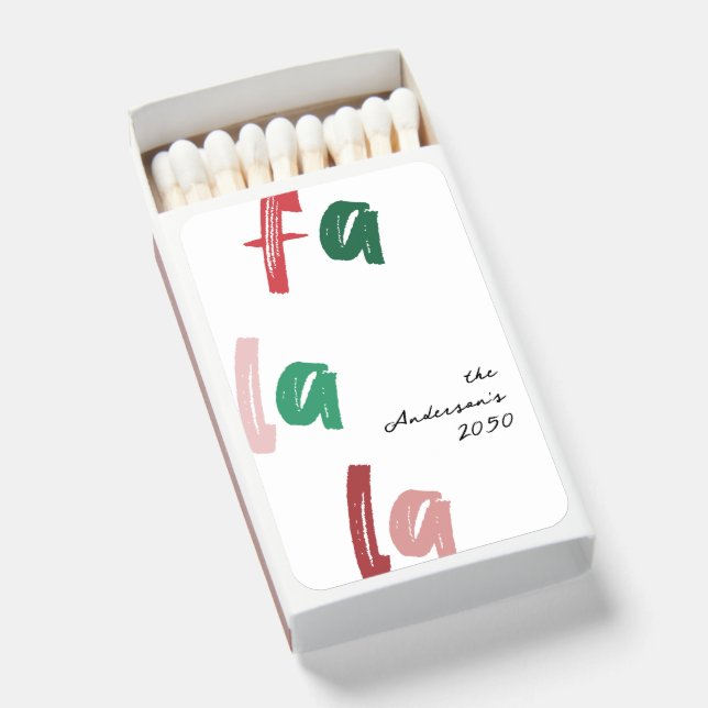 Colorful Falala Hand drawn Personalized Holiday Matchboxes (Front Open)