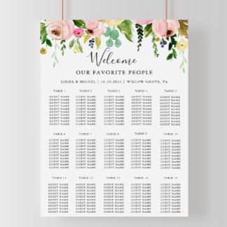 Colorful Fall Alphabetical Wedding Seating Chart