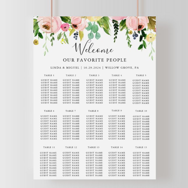 Colorful Fall Alphabetical Wedding Seating Chart (Creator Uploaded)
