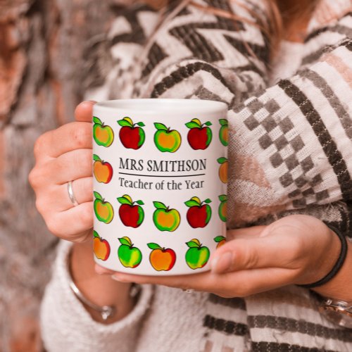  Colorful Fall Apple Pattern Cute Gift For Teacher Coffee Mug