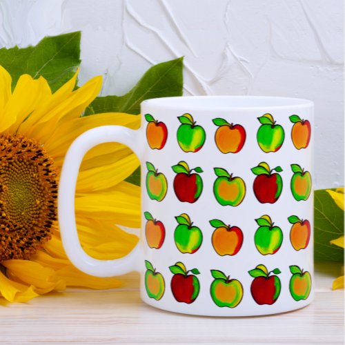 Colorful Fall Apple Pattern Cute Gift For Teacher  Coffee Mug