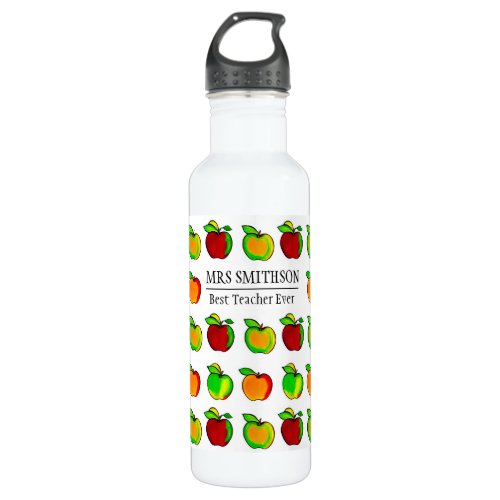  Colorful Fall Apple Pattern Cute Gift For Teacher Stainless Steel Water Bottle