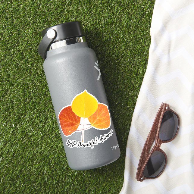 Colorful Fall Aspen Leaf Photos Custom  Sticker (HydroFlask Insitu)