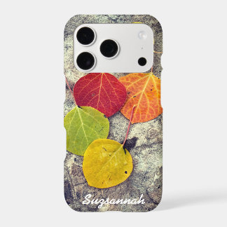 Colorful Fall Aspen Leaves Photo Personalized iPhone 17 Pro Case