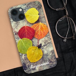 Colorful Fall Aspen Leaves Photo Personalized